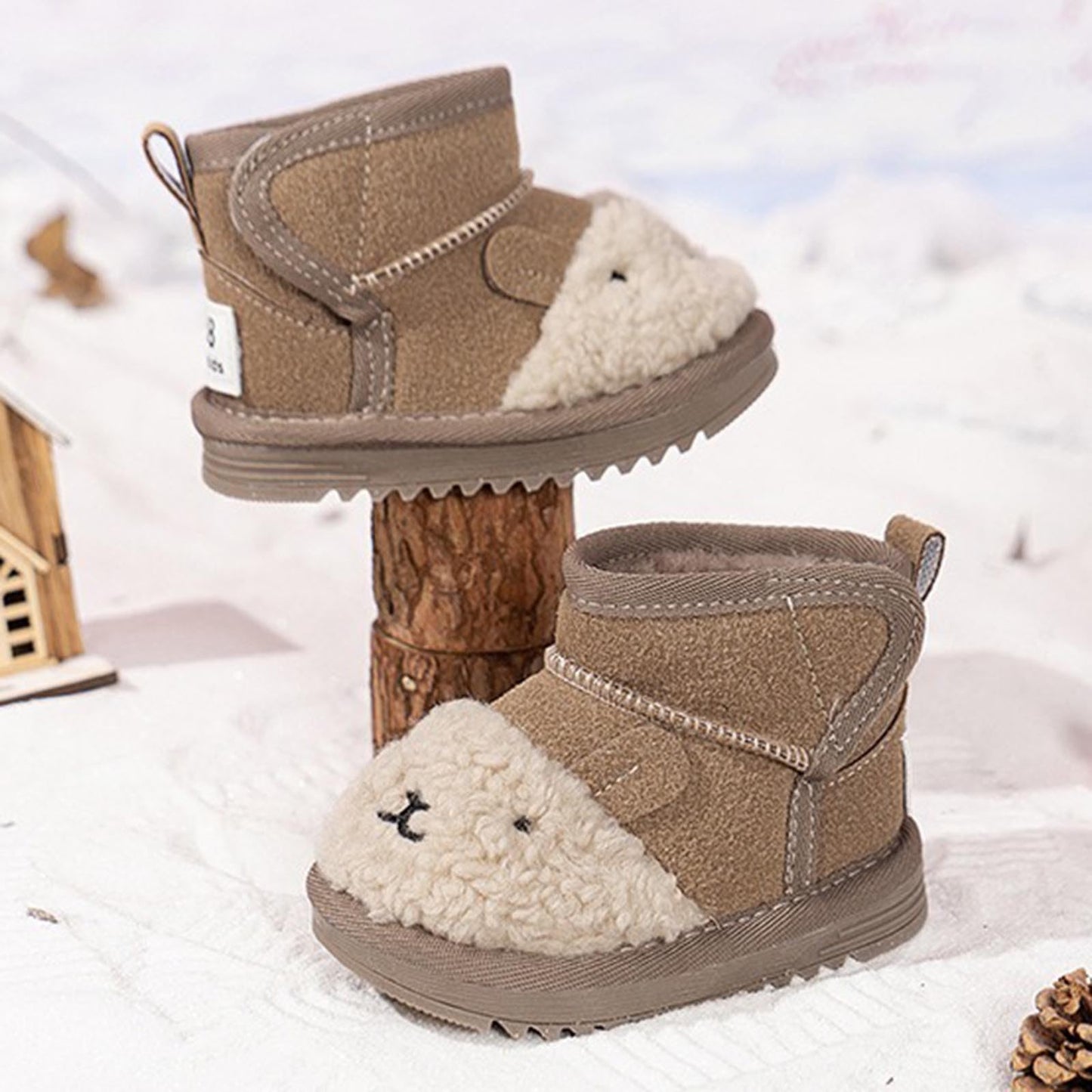 IWIHMIV Toddler Winter Shoes Mid Calf Boots With Side Zipper Snow Boots Cotton Shoes for Boys And Girls Warm Thick Cotton Boots