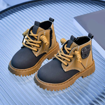 Aura Restored boys and girls winter snow boots for toddlers, cozy lined infant crib shoes with soft soles for warm winter walking.