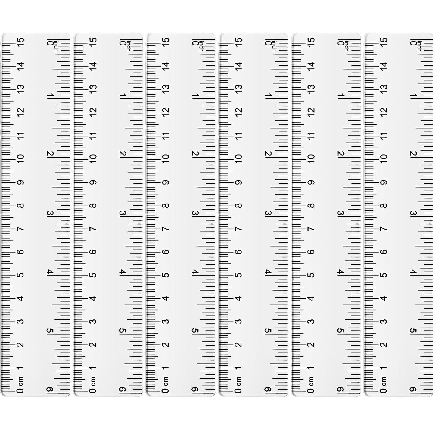 Zonon 6 Pcs 12 Inch Ruler Bulk Plastic Flexible Straight Metric/inches