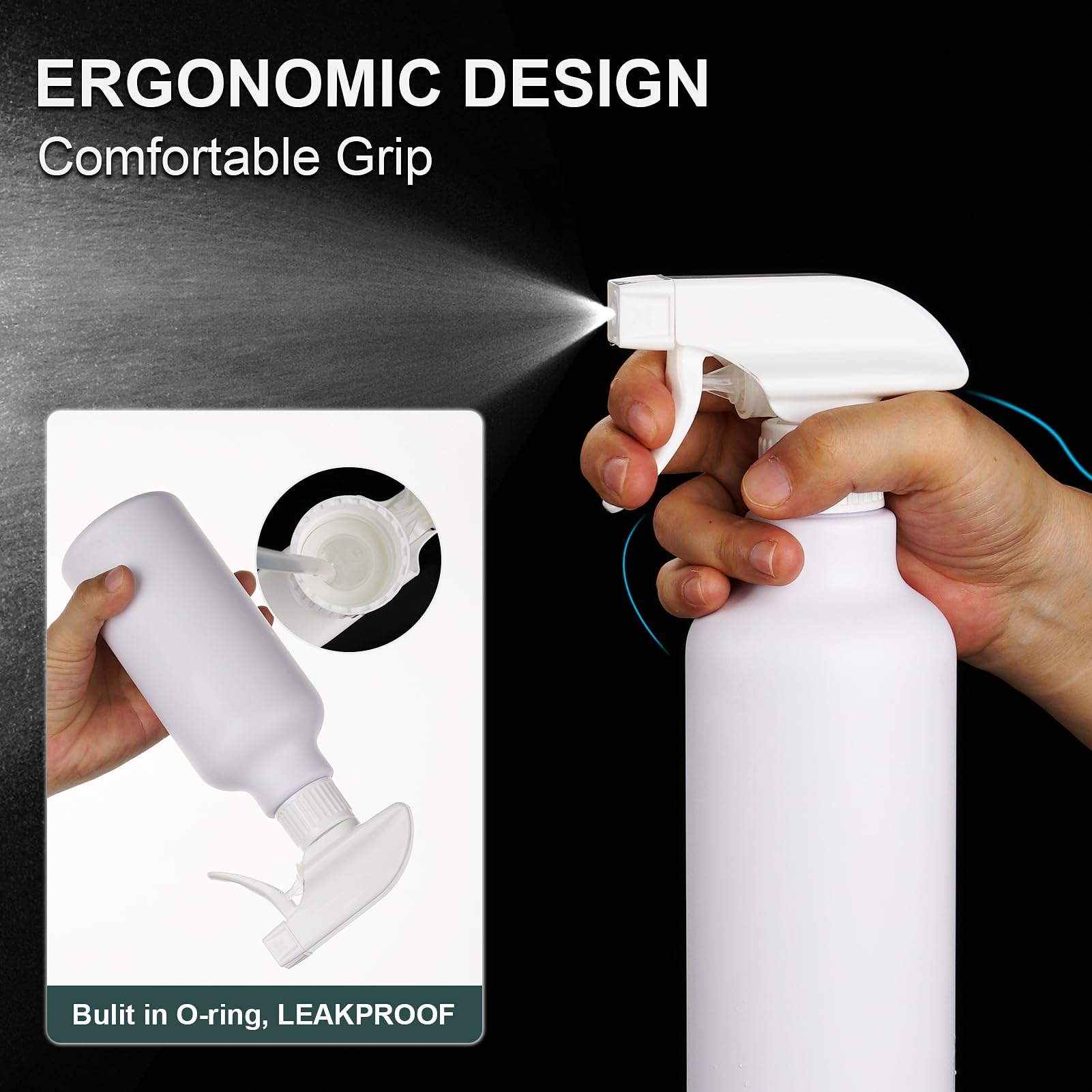 Aura Restored 12 oz heavy-duty empty plastic spray bottles for cleaning supplies, with adjustable nozzles and durable construction.