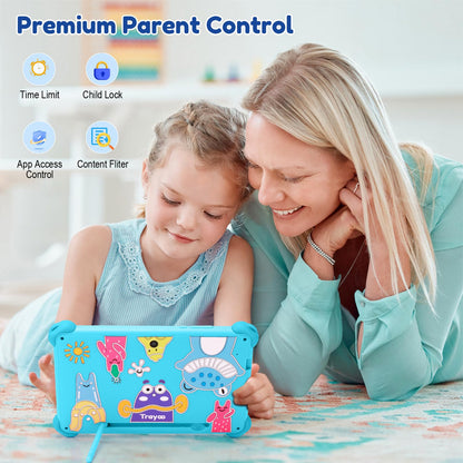 Kids Tablet 7 inch Tablets for Kids 3-12, 32GB Android Toddler Tablet with Solid Case, YouTube, Netflix, GMS, Bluetooth, WiFi, Education Learning Apps Installed, Parent Control
