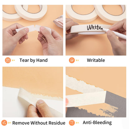 Aura Restored KICNIC white painter tape, 0.7 inch by 60 yards, craft masking tape roll for painting and craft projects.