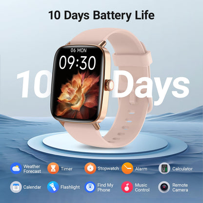 Fitpolo Smart Watch for Women, Stainless Steel Bezel Fitness Tracker (Make/Answer Calls), IP68 Waterproof, Heart Rate SpO2 Monitor, Sleep & Activity Tracking Smartwatch for Android Phones iPhone