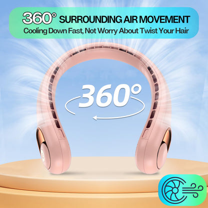KIDEE Neck Fan, Portable Bladeless Neck Fans, Upgrade 360° Airflow, Super Quiet, 3 Speeds, 4000mAh Personal Wearable Neck Fan, Upgraded Cooling Air Volume USB Rechargeable Hands Free Fan