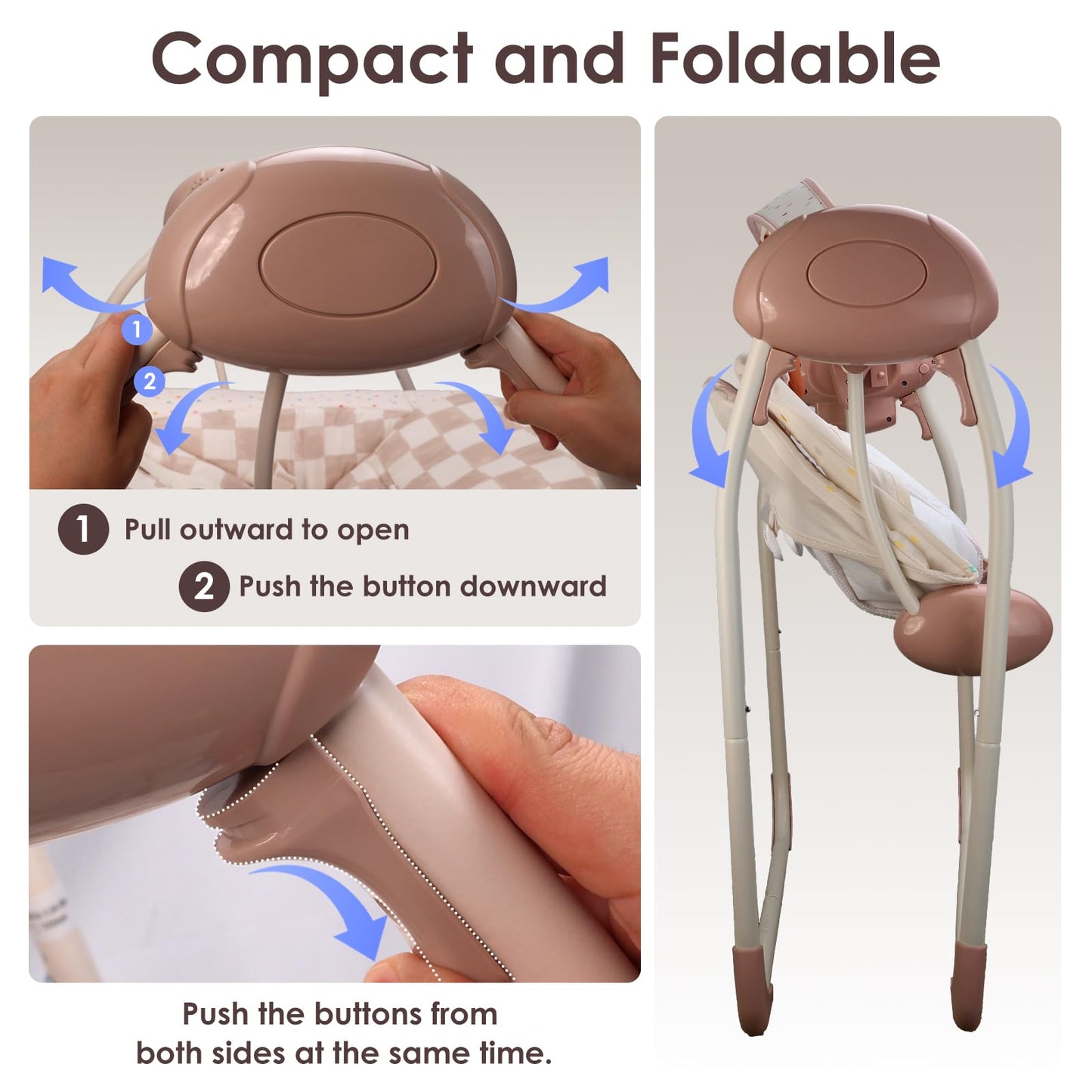 Baby Swings for Infants, Tiny Marvels Portable Swing with Adaptable Speed, Music, Removable-Toy-Bar, Foldable Infant Swing for Indoor and Outdoor Use, 0-9 Months 6-20 lbs(Blush Bloom)