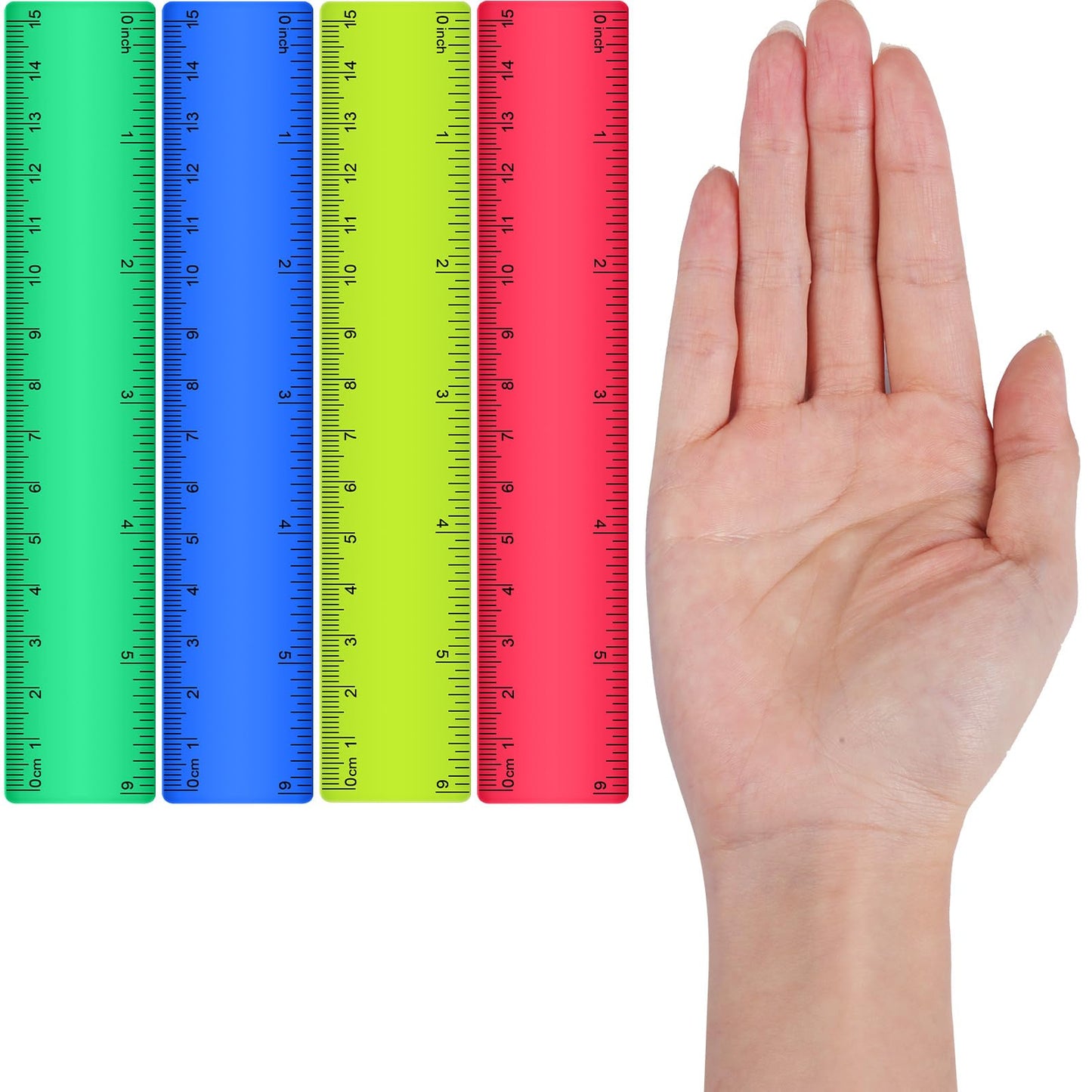 Zonon 6 Pcs 12 Inch Ruler Bulk Plastic Flexible Straight Metric/inches