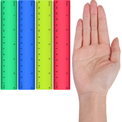 Zonon 6 Pcs 12 Inch Ruler Bulk Plastic Flexible Straight Metric/inches