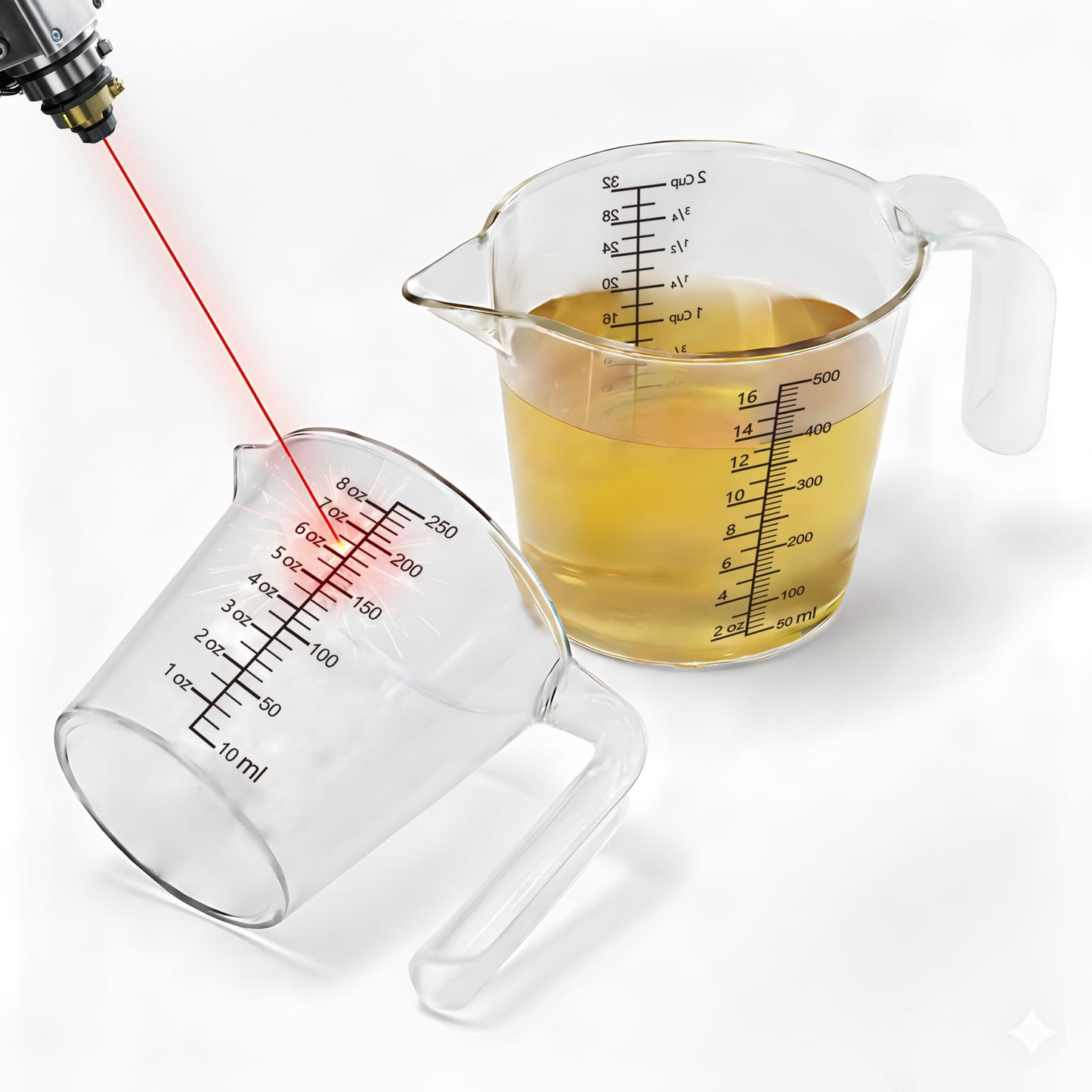 Laser-Etched Measuring Cup Set, 16 oz & 8 oz Cup Clear Plastic