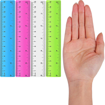 Zonon 6 Pcs 12 Inch Ruler Bulk Plastic Flexible Straight Metric/inches