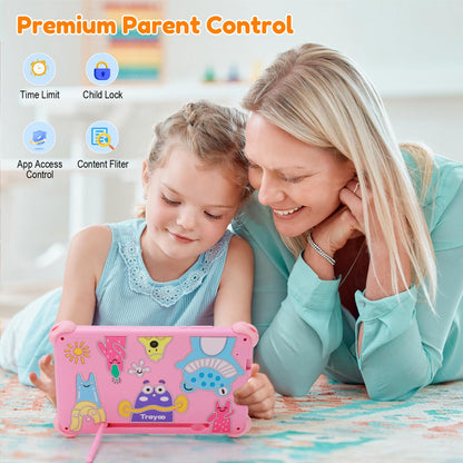 Kids Tablet 7 inch Tablets for Kids 3-12, 32GB Android Toddler Tablet with Solid Case, YouTube, Netflix, GMS, Bluetooth, WiFi, Education Learning Apps Installed, Parent Control