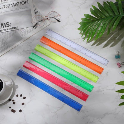 Zonon 6 Pcs 12 Inch Ruler Bulk Plastic Flexible Straight Metric/inches
