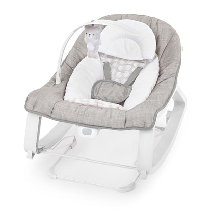 Aura Restored Ingenuity Keep Cozy 3-in-1 baby bouncer with toy bar, vibrating seat, and grow with me design for infants to toddlers.
