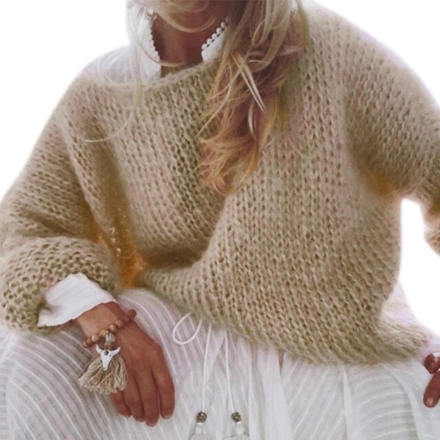 Gideon Collection Dylan Chunky Knitted Fluffy Pullover Tops Aura Restored