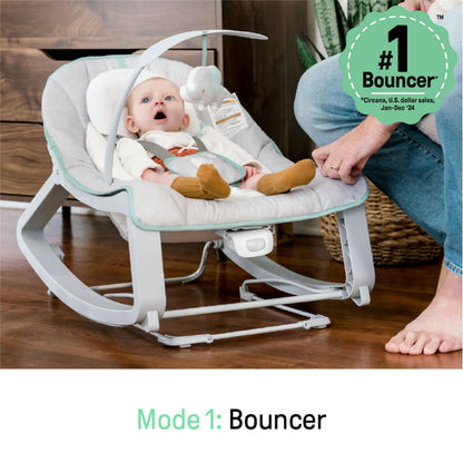 Aura Restored Ingenuity Keep Cozy 3-in-1 baby bouncer with vibrating seat, toy bar, suitable for infants to toddlers up to 40 lbs