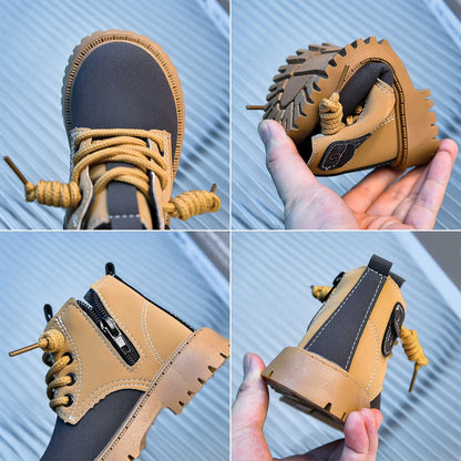 Aura Restored boys and girls winter snow boots for toddlers, soft lined infant prewalker shoes for cozy winter walking.