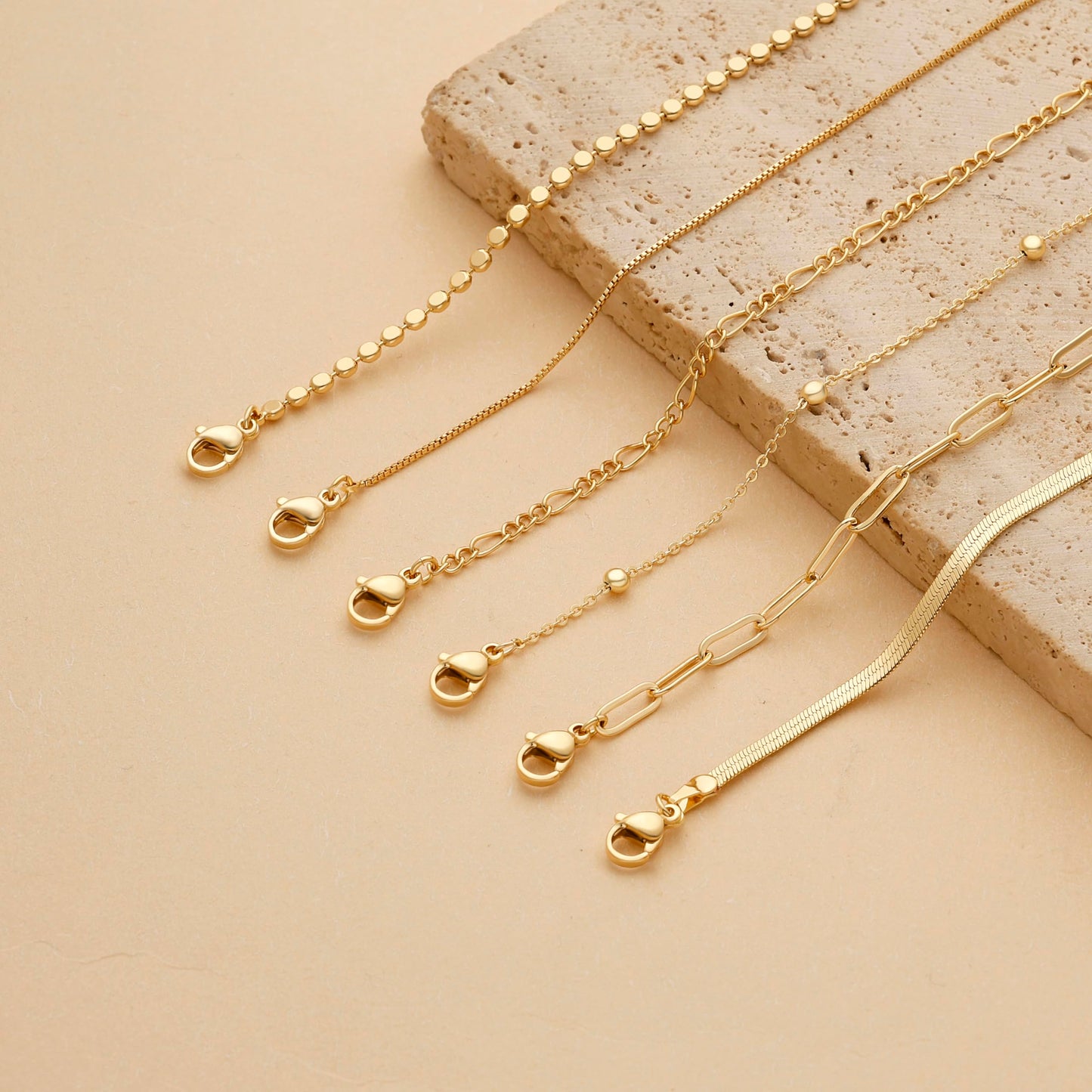 Kryssable Collection Gold Bracelets Set for Women 14K Real Gold Plated Jewelry Fashion Stackable Tennis Beaded Figaro Herringbone Paperclip Link Bracelet Pack Stack Gifts for Women