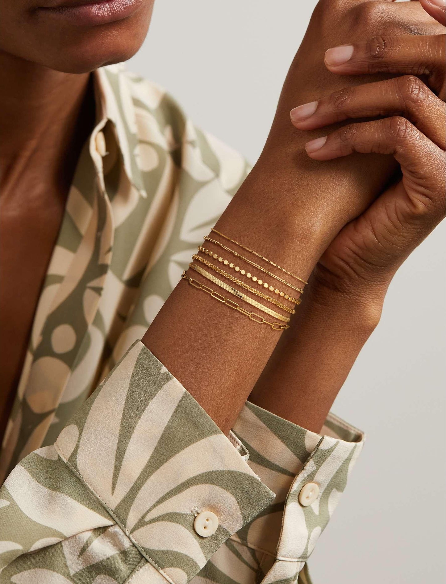 Kryssable Collection Gold Bracelets Set for Women 14K Real Gold Plated Jewelry Fashion Stackable Tennis Beaded Figaro Herringbone Paperclip Link Bracelet Pack Stack Gifts for Women