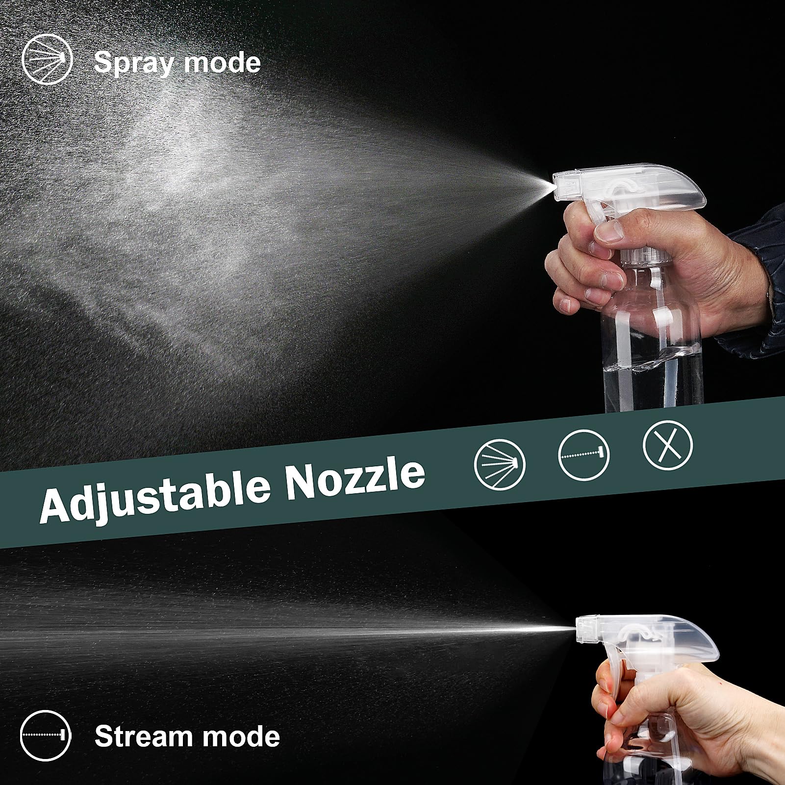 12 oz Aura Restored heavy-duty plastic spray bottle for cleaning supplies, with a trigger sprayer and clear body.