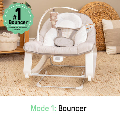Aura Restored Ingenuity Keep Cozy 3-in-1 baby bouncer with toy bar, vibrating seat for infants to toddlers up to 40 lbs.