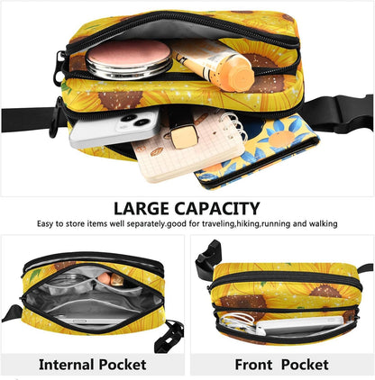 Large Capacity Fanny Pack, Parents' Day Beautiful Sunflower, Women Waist Packs,  Bum Bag Belt with Adjustable Strap