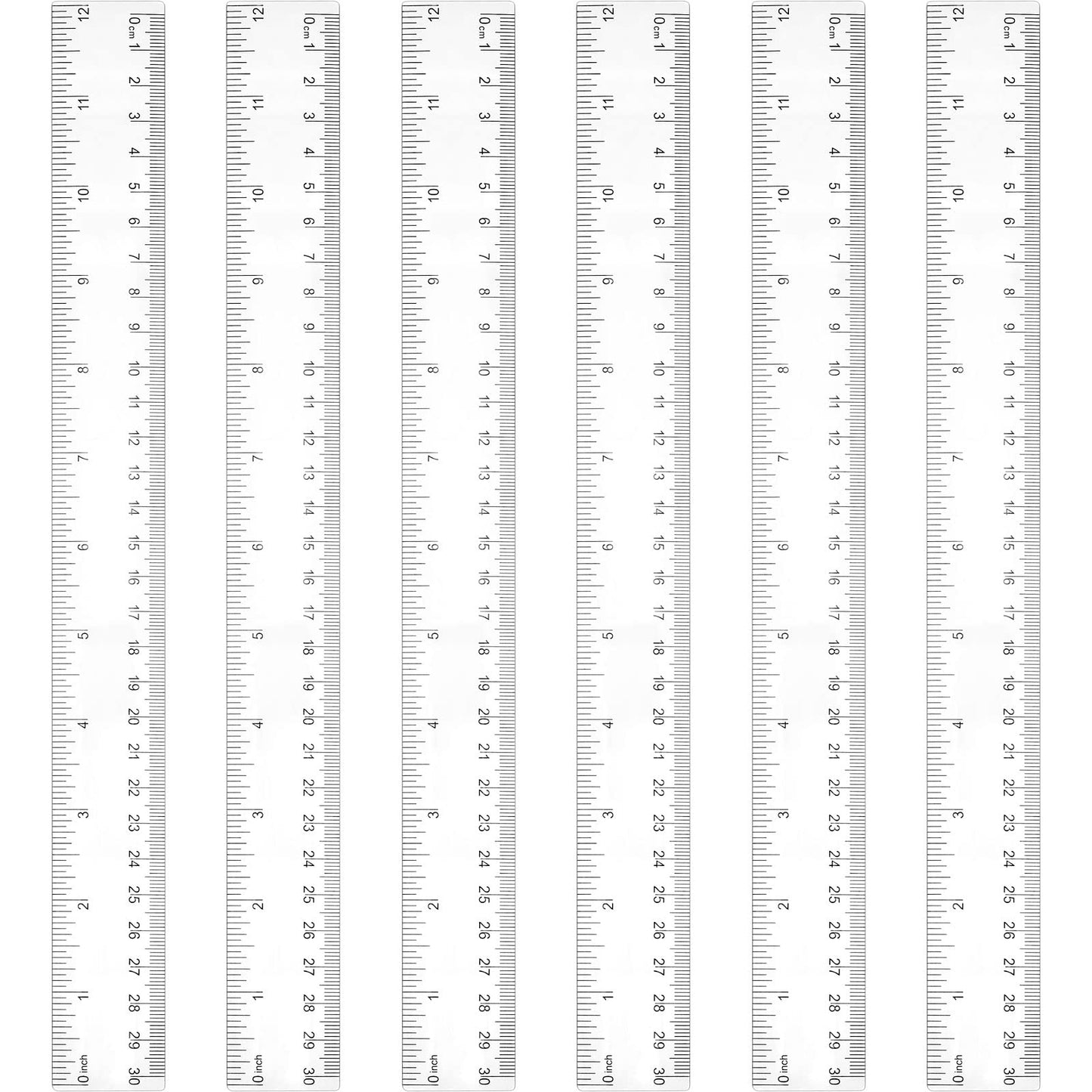 Zonon 6 Pcs 12 Inch Ruler Bulk Plastic Flexible Straight Metric/inches