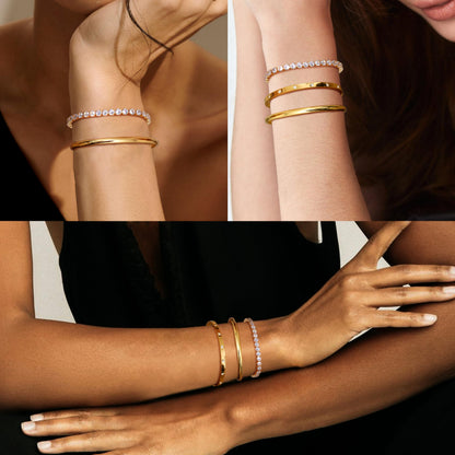 Kryssable Collection 14k Gold Plated Bangle Cuff Chain Bracelets