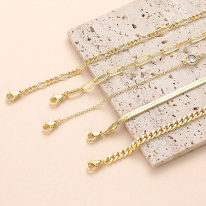 Kryssable Collection Gold Bracelets Set for Women 14K Real Gold Plated Jewelry Fashion Stackable Tennis Beaded Figaro Herringbone Paperclip Link Bracelet Pack Stack Gifts for Women
