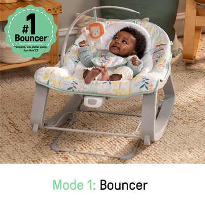 Aura Restored Ingenuity Keep Cozy 3-in-1 baby bouncer with toy bar, vibrating seat, suitable for infants to toddlers up to 40 lbs.