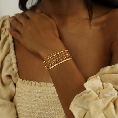 Kryssable Collection Gold Bracelets Set for Women 14K Real Gold Plated Jewelry Fashion Stackable Tennis Beaded Figaro Herringbone Paperclip Link Bracelet Pack Stack Gifts for Women