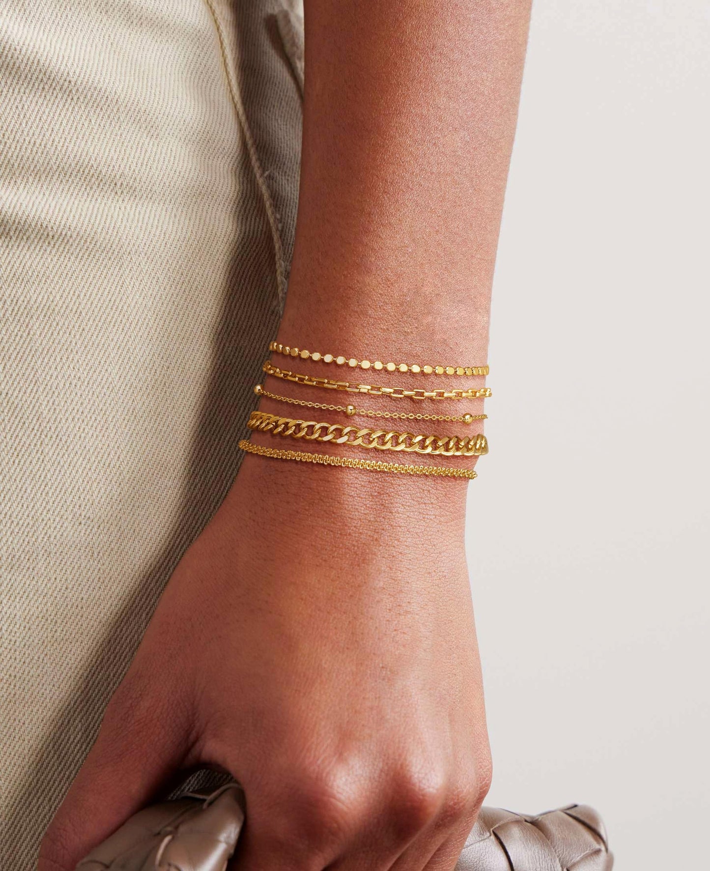 Kryssable Collection Gold Bracelets Set for Women 14K Real Gold Plated Jewelry Fashion Stackable Tennis Beaded Figaro Herringbone Paperclip Link Bracelet Pack Stack Gifts for Women