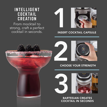 Bartesian Professional Cocktail Machine, 5 Premium Glass Bottles, 55306
