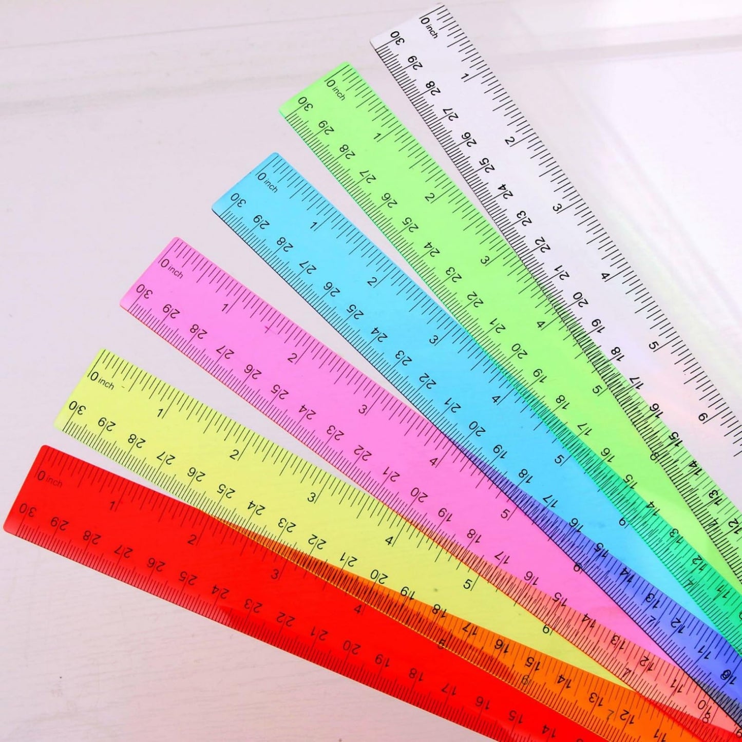 Zonon 6 Pcs 12 Inch Ruler Bulk Plastic Flexible Straight Metric/inches