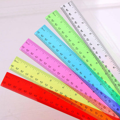 Zonon 6 Pcs 12 Inch Ruler Bulk Plastic Flexible Straight Metric/inches