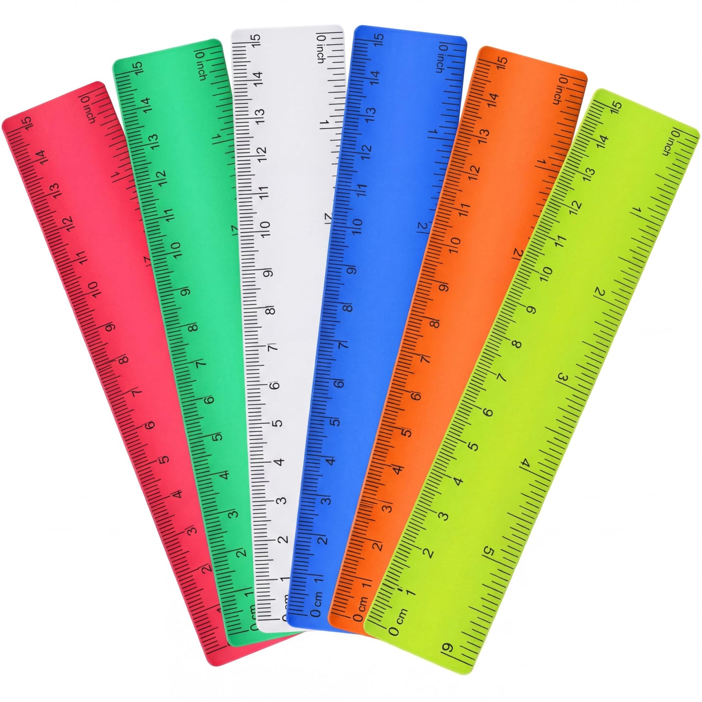 Zonon 6 Pcs 12 Inch Ruler Bulk Plastic Flexible Straight Metric/inches
