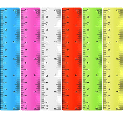 Zonon 6 Pcs 12 Inch Ruler Bulk Plastic Flexible Straight Metric/inches