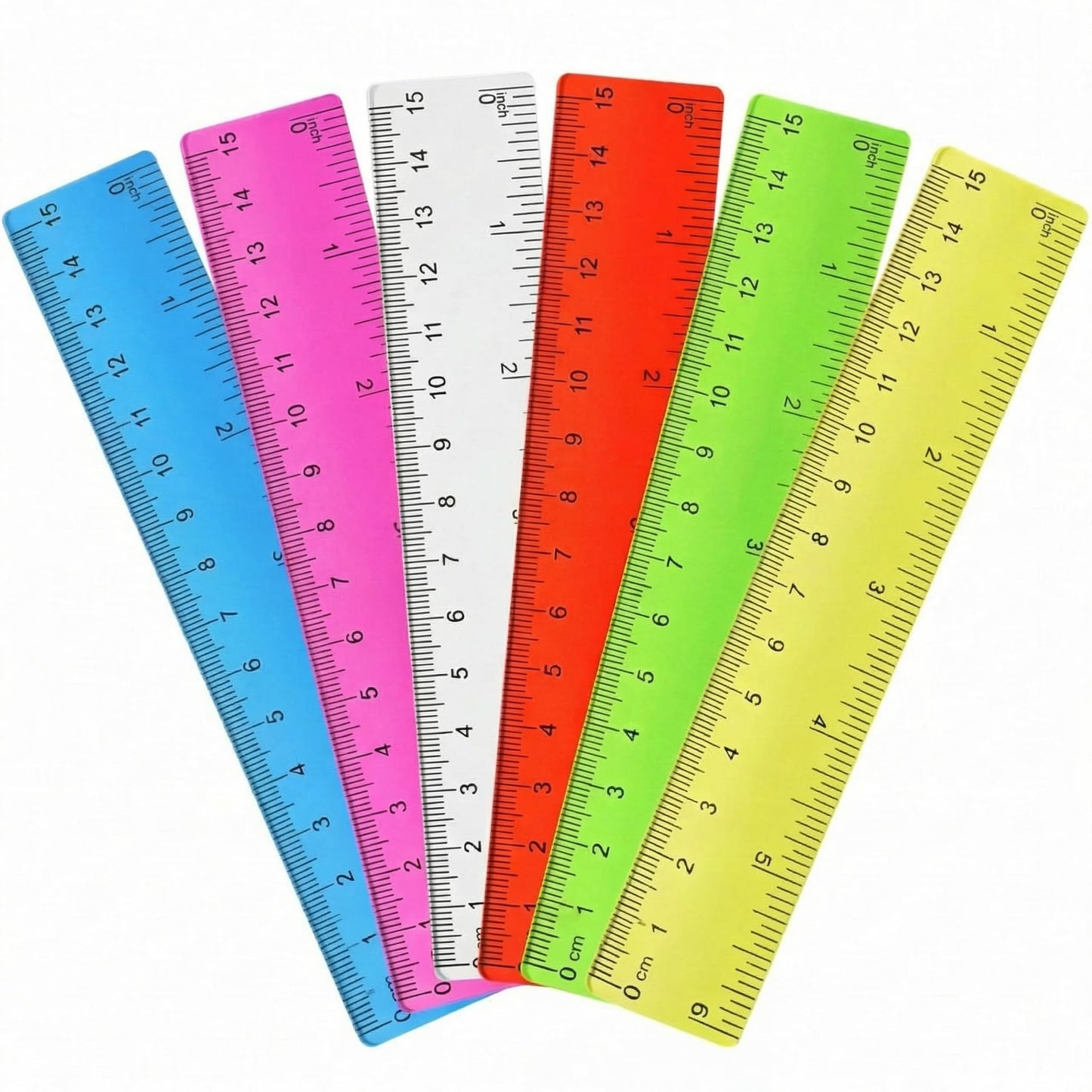 Zonon 6 Pcs 12 Inch Ruler Bulk Plastic Flexible Straight Metric/inches