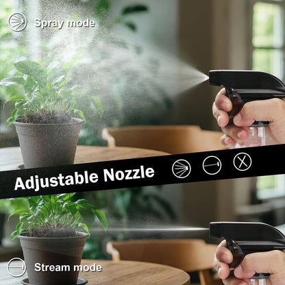 Aura Restored 12 oz heavy duty plastic spray bottles for cleaning supplies, with adjustable nozzles and durable construction.