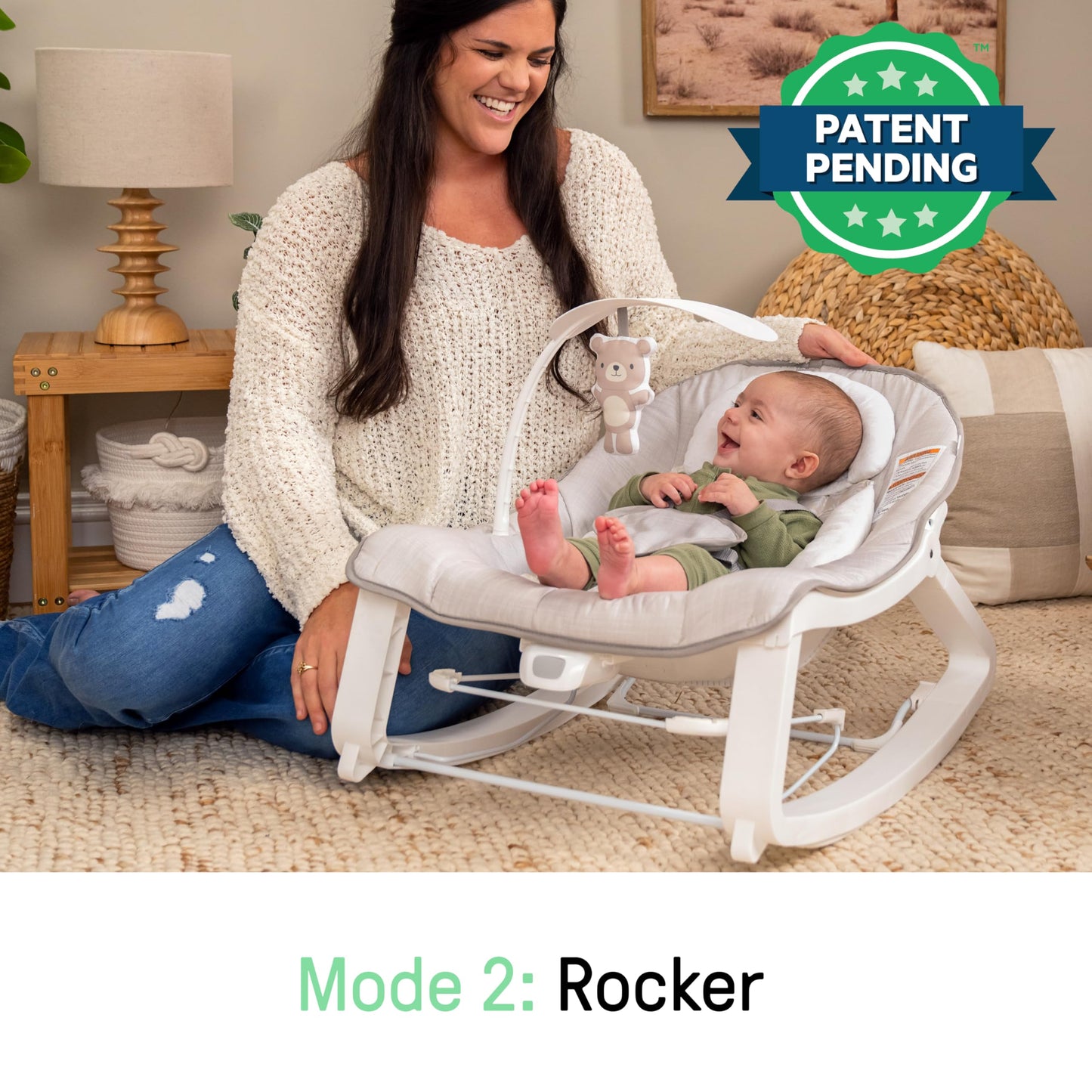 Ingenuity Keep Cozy 3-in-1 Grow with Me Vibrating Baby Bouncer, Seat & Infant to Toddler Rocker, Vibrations & -Toy Bar, 0-30 Months Up to 40 lbs (Weaver)