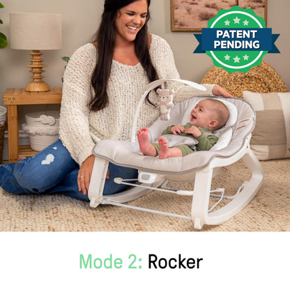Aura Restored Ingenuity Keep Cozy 3-in-1 baby bouncer with toy bar, vibrating seat, and rocker for infants to toddlers up to 40 lbs.