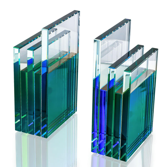 Kryssable Collection Heavy Krystal Bookends Square Geometric Krystal Bookends Decorative Bookends for Shelves Stylish Book Stoppers for Heavy-Duty Use Non Skid Sturdy(1 Pair,Colorful)