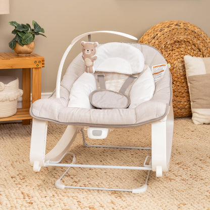 Aura Restored Ingenuity Keep Cozy 3-in-1 baby bouncer with toy bar, vibrating seat for infants to toddlers up to 40 lbs.