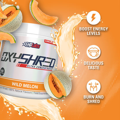 EHP Labs OxyShred Pre Workout Powder & Shredding Supplement - Preworkout Powder with L Glutamine & Acetyl L Carnitine, Energy Boost Drink - Passionfruit, 60 Servings
