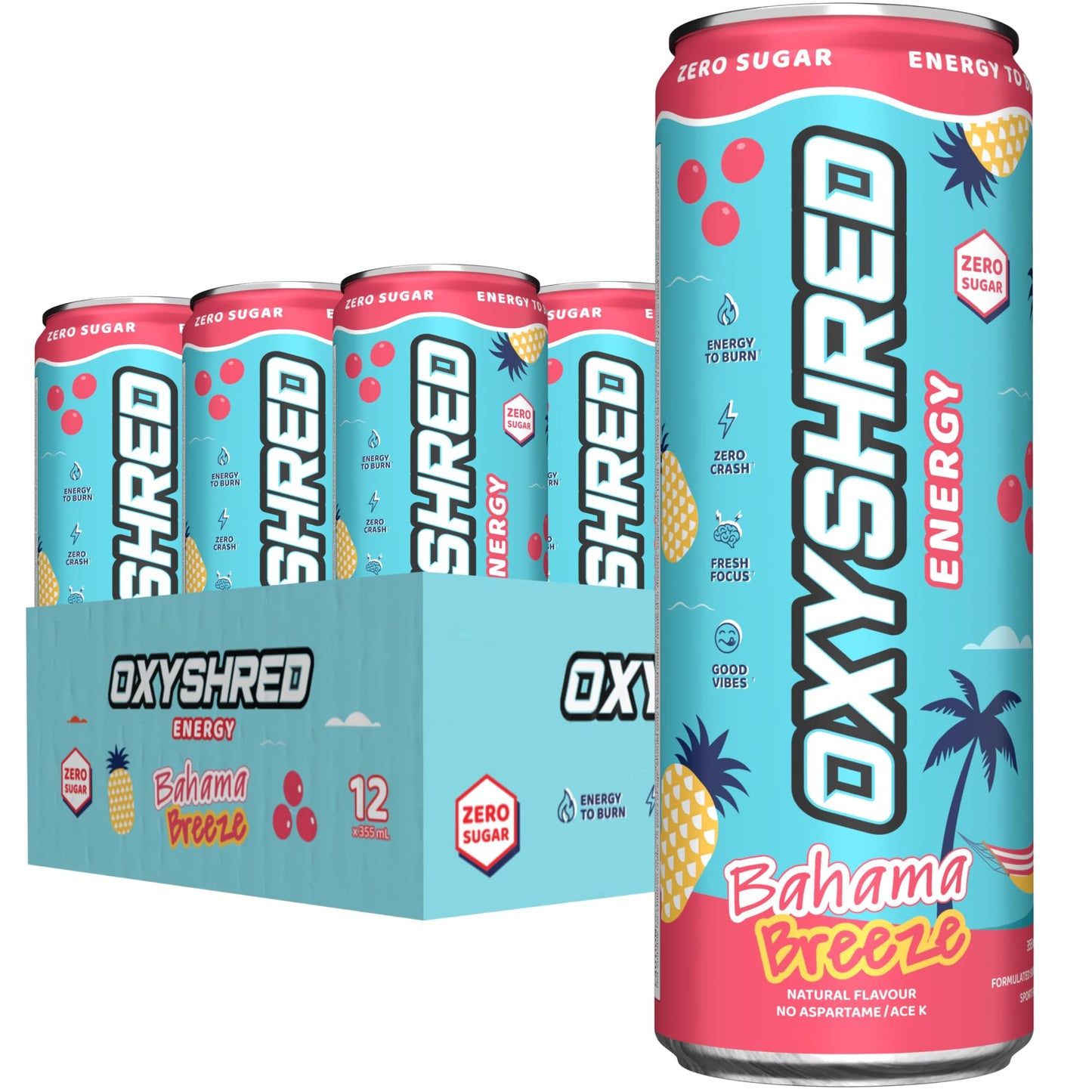 EHP Labs x Ghostbusters OxyShred Healthy Energy Drink - Zero Sugar Energy Drinks, Green Tea Extract, Vitamin C & L Carnitine - Zero Carbs, Zero Calories, Clean Caffeine - Frosty Big Apple (12-Pack)