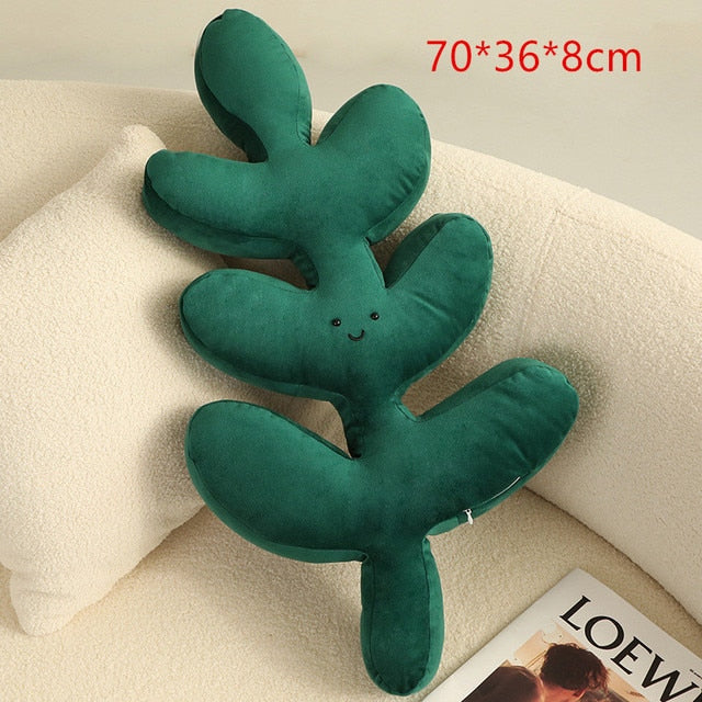 TAA Green Leaf Plush Pillows Aura Restored