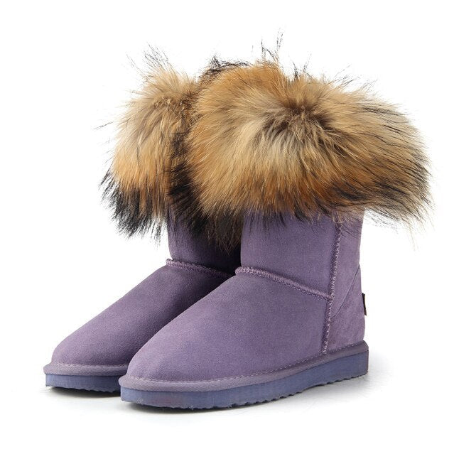 Kuromi Women's Fox Fur Snow Boots Aura Restored