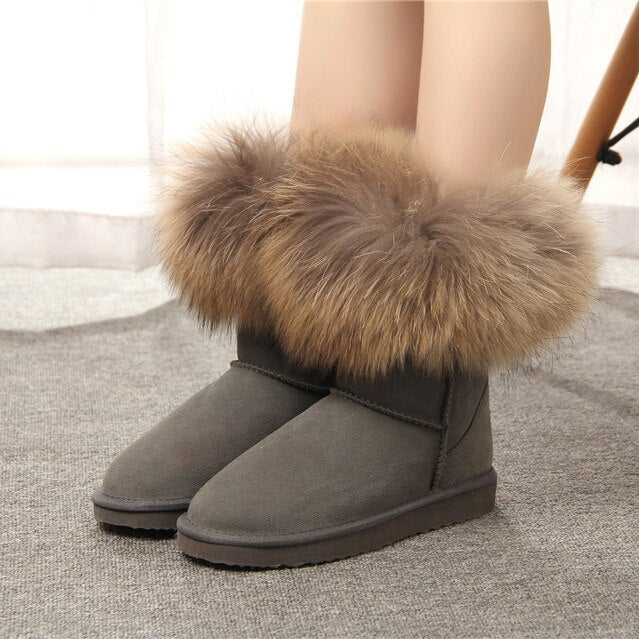 Kuromi Women's Fox Fur Snow Boots Aura Restored