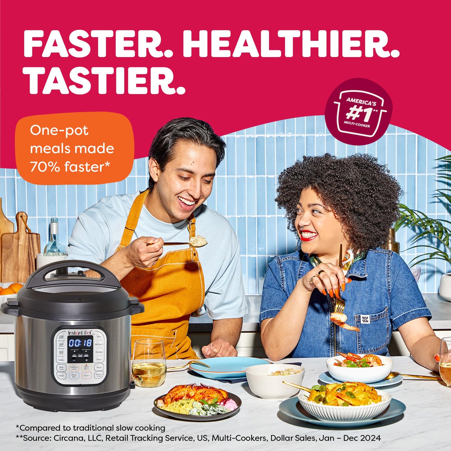 Instant Pot Duo 7-in-1 Mini Electric Pressure Cooker, Slow Rice Cooker, Steamer, Sauté, Yogurt Maker, Warmer & Sterilizer, Includes Free App with over 1900 Recipes, Stainless Steel, 3 Quart