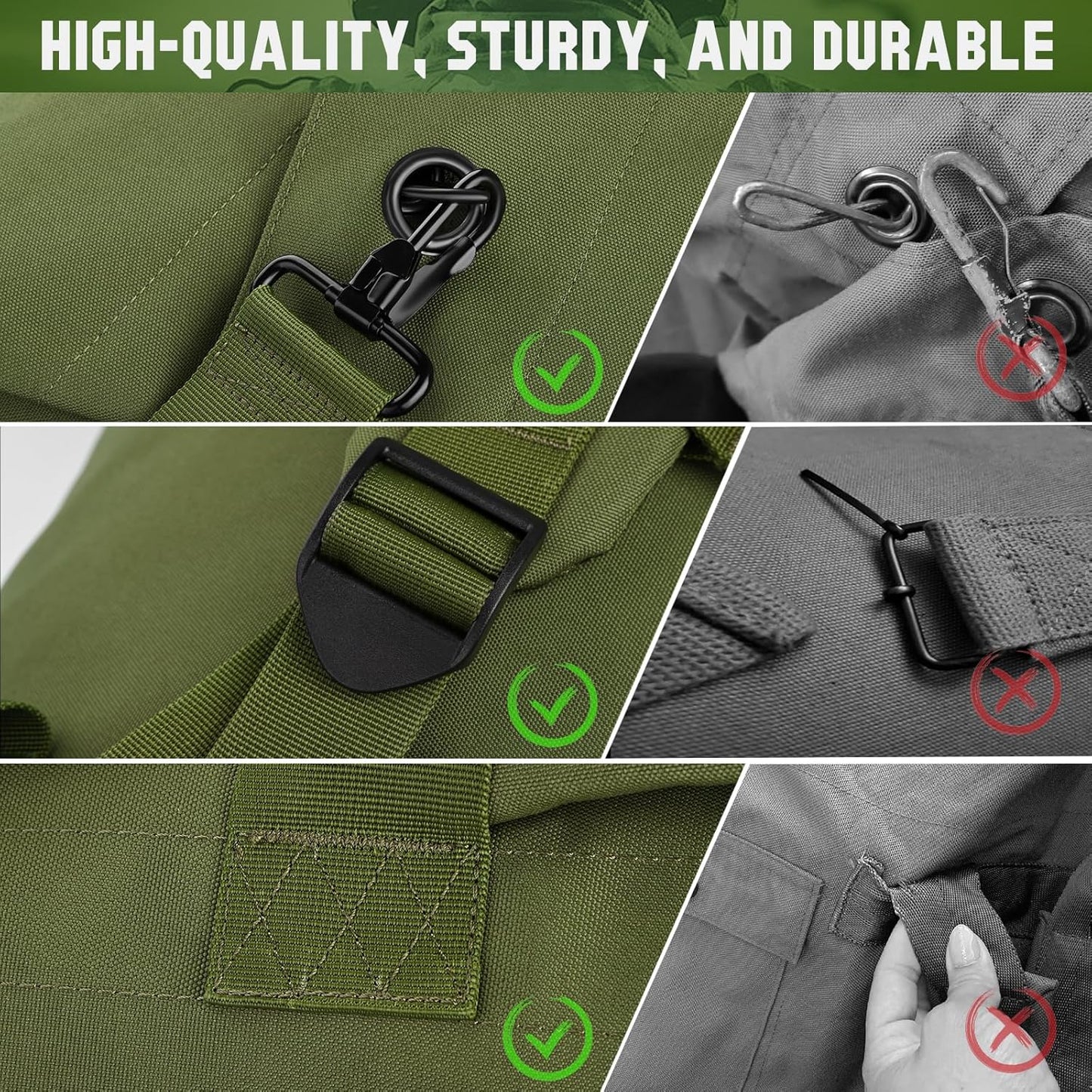 MOZETO Military Duffle Bag, 110L Extra Large Sea Bag with Backpack Straps Heavy Duty Army Duffle Bag for Camp, College Dorm or Laundry Bag