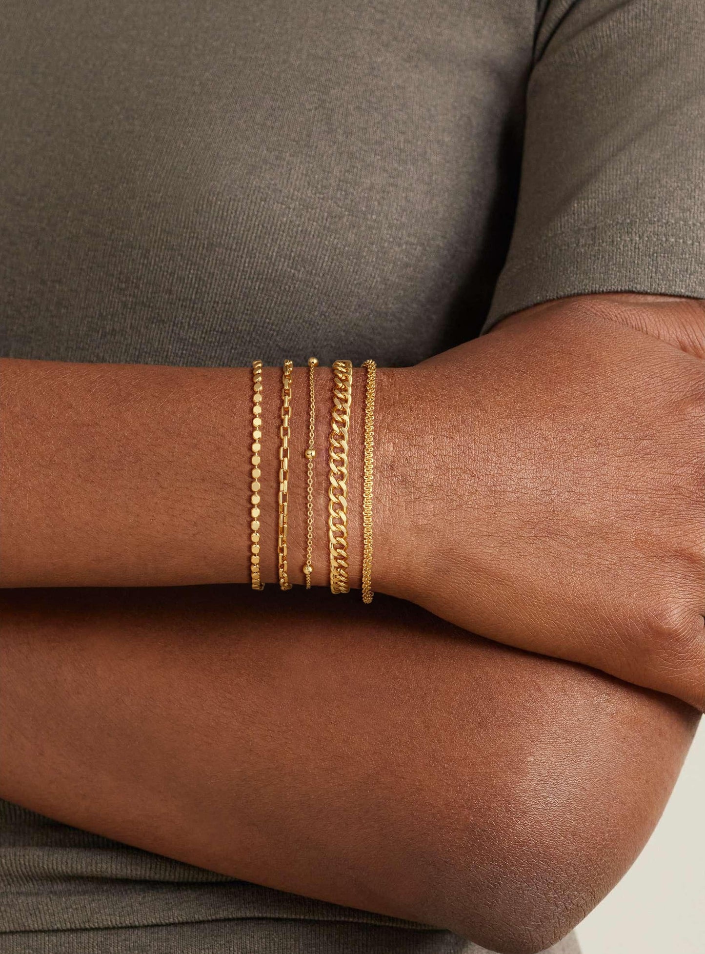 Kryssable Collection Gold Bracelets Set for Women 14K Real Gold Plated Jewelry Fashion Stackable Tennis Beaded Figaro Herringbone Paperclip Link Bracelet Pack Stack Gifts for Women