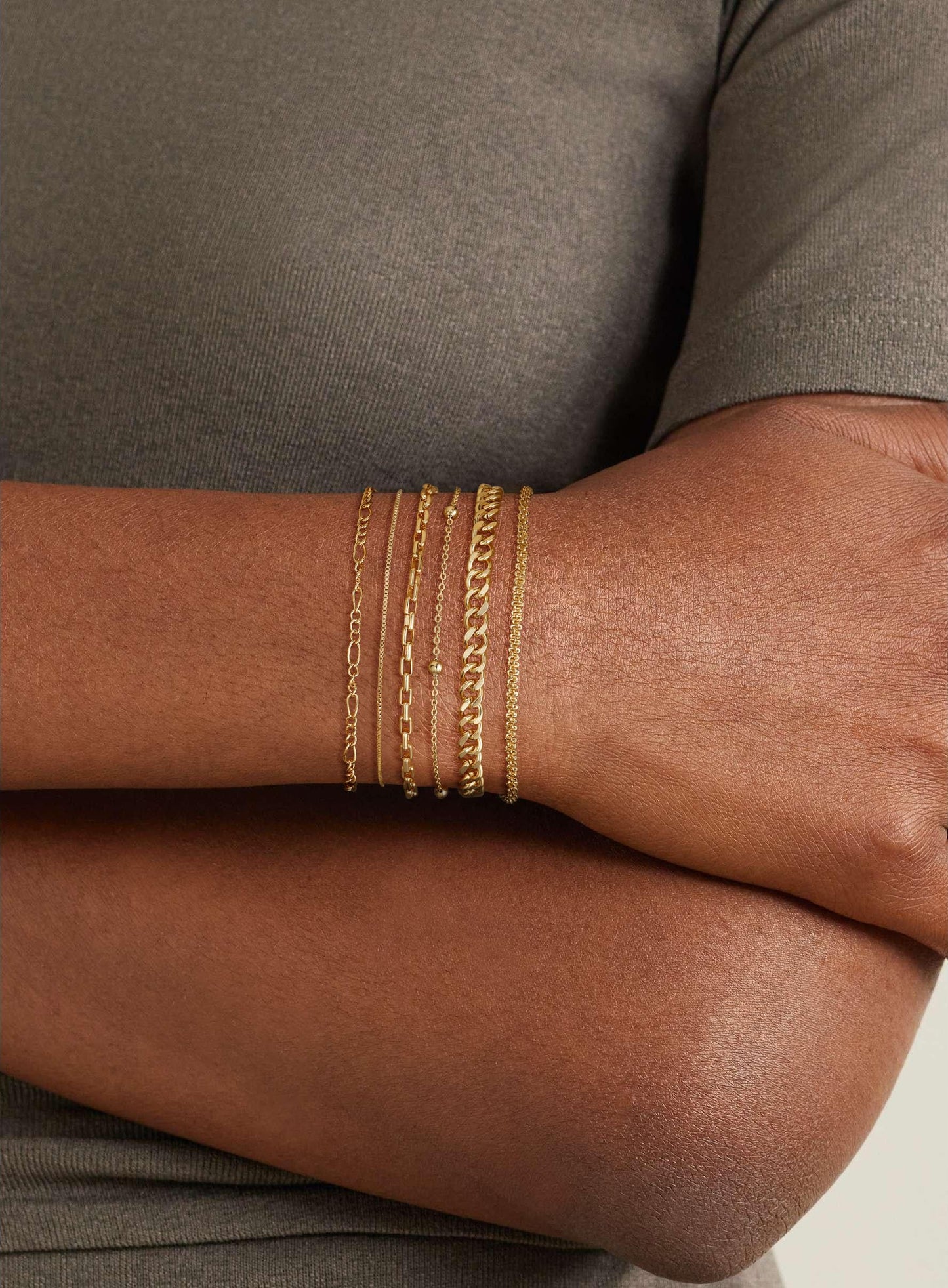 Kryssable Collection Gold Bracelets Set for Women 14K Real Gold Plated Jewelry Fashion Stackable Tennis Beaded Figaro Herringbone Paperclip Link Bracelet Pack Stack Gifts for Women